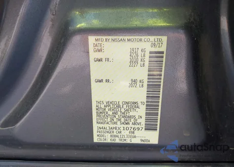 2018 Nissan Altima 2.5 Sv из США, поврежденный, VIN 1N4AL3AP8JC107697